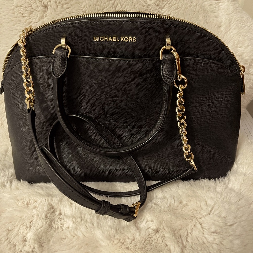 Michael Kors LG Dome Satchel Leather-Black